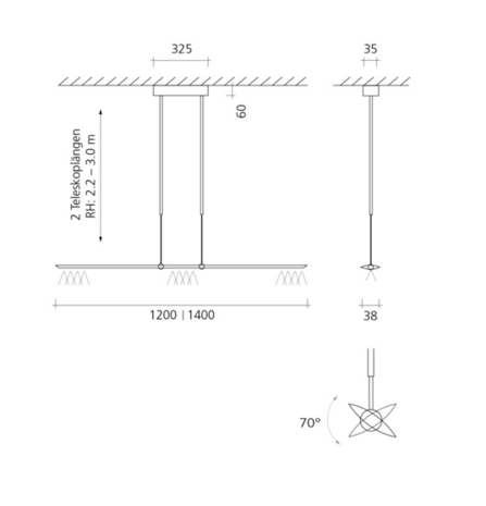 LET D 140 standaard hanglamp Baltensweiler