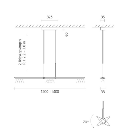 LET D 120 standaard hanglamp Baltensweiler