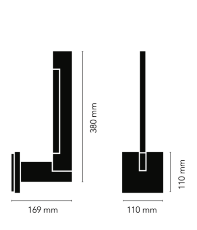 Inlay W2 linear black/silver wandlamp Light Point