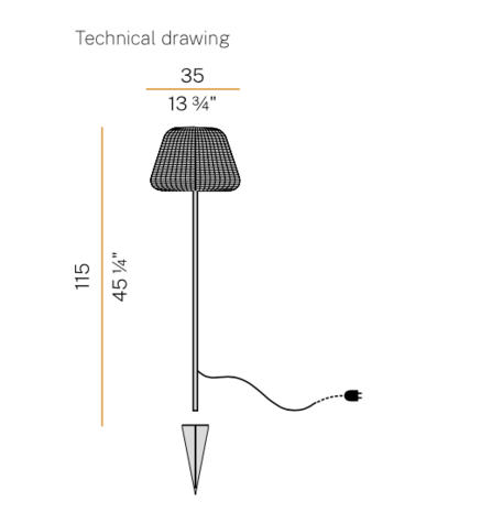 Ralph 115 cm met grondpen outdoor vloerlamp Panzeri