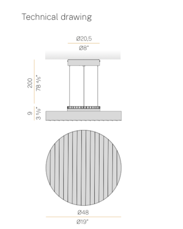 Côte 48 cm hanglamp Panzeri