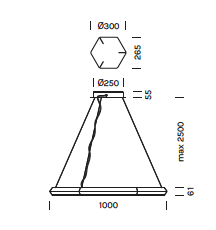Exagon &Oslash;100 kabels naar plafondcup hanglamp Olev