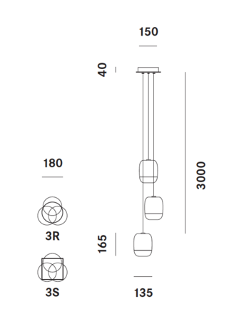 Gong mini 3r-3s hanglamp Prandina 