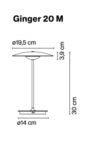 Ginger 20m portable tafellamp Marset