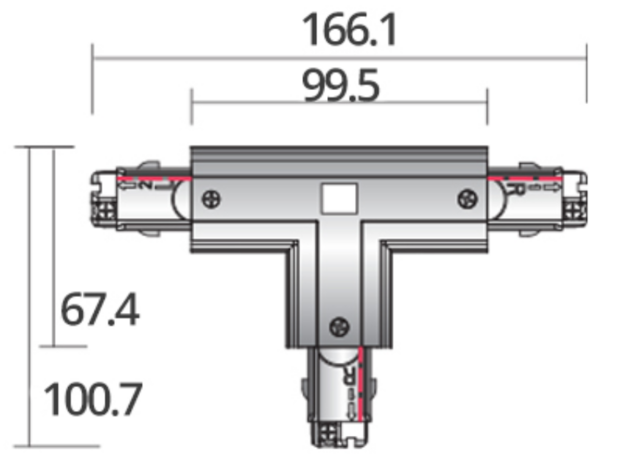 Powergear verstelbaar t-stuk links 3-fase rail