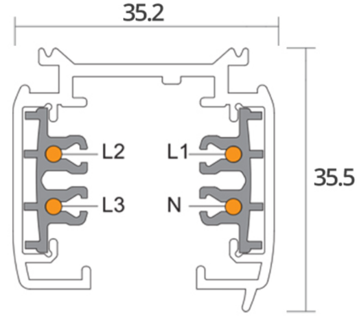 Powergear verstelbaar t-stuk links 3-fase rail