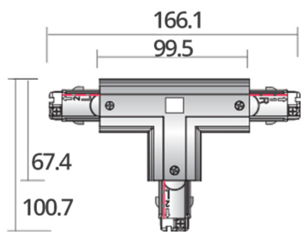 Powergear verstelbaar t-stuk rechts 3-fase rail