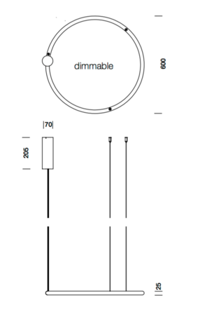 Hoola led dimbaar 60 cm hanglamp TossB 